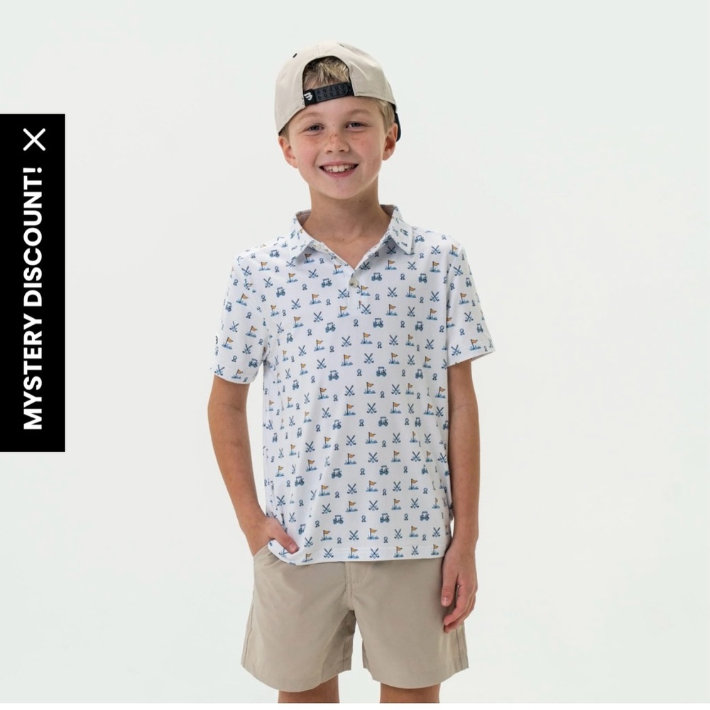 Kids Hole in One Golf Patterned Polo Shirt
